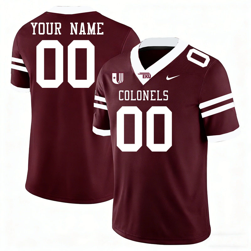 Custom Eastern Kentucky Colonels Name And Number Football Jerseys-Maroon